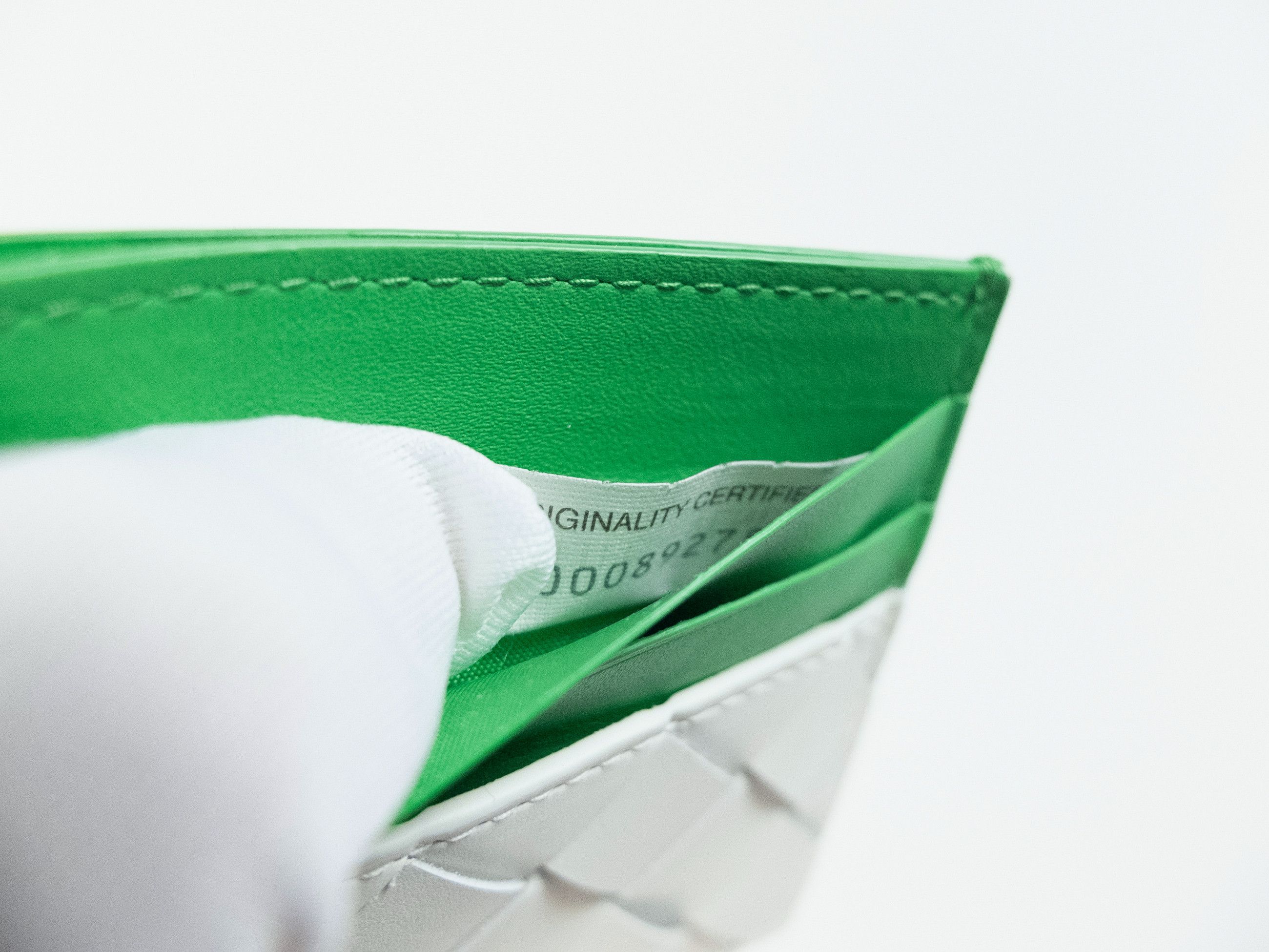 Bottega Veneta BOTTEGA VENETA white green woven leather card holder q Size ONE SIZE - 7 Thumbnail
