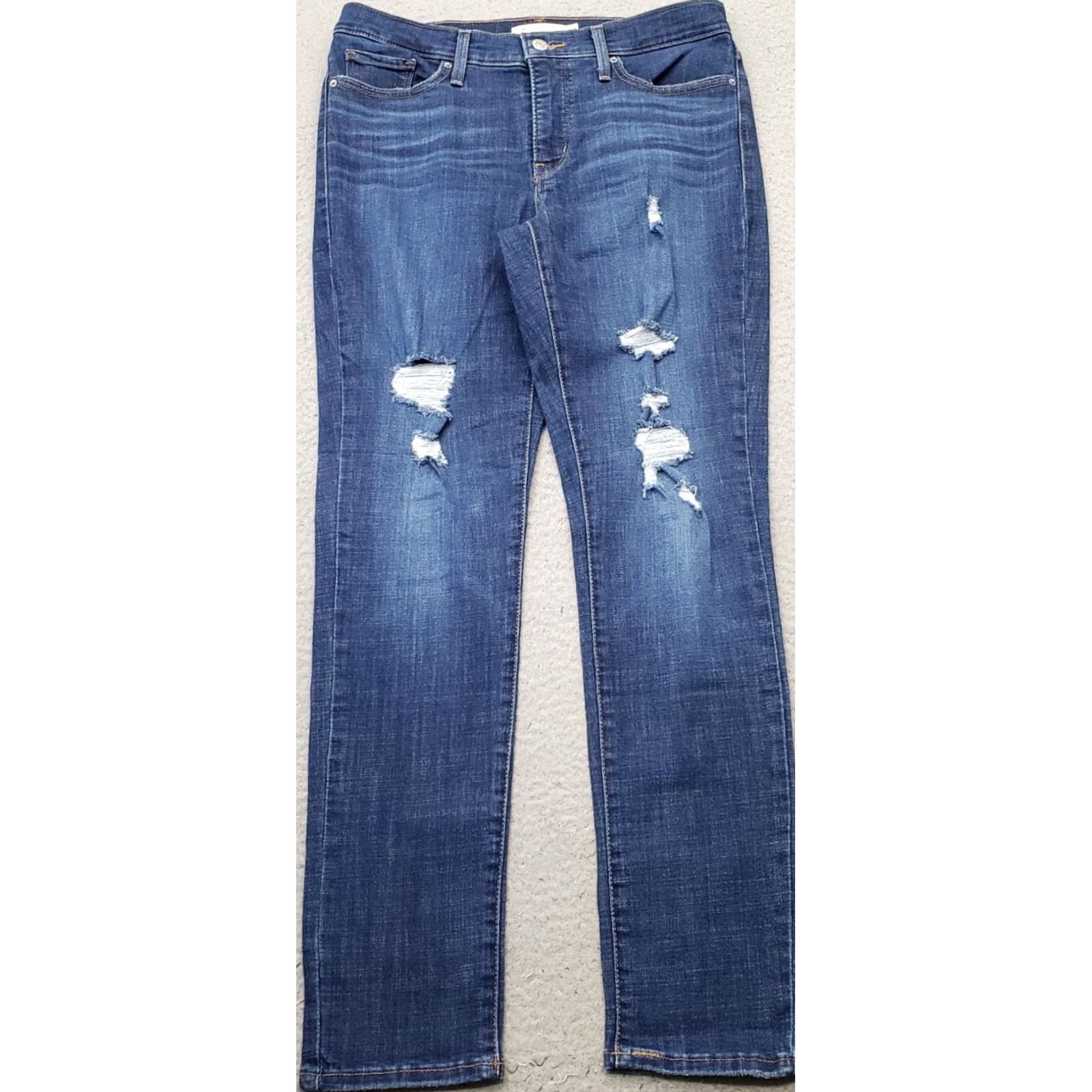 Levi's Levi's 311 Shaping Skinny Jeans Womens 29 Blue Denim Whiskered Distressed Medium 5-Pocket Inseam 28" Size: Womens 29 Size 29" - 2 Thumbnail