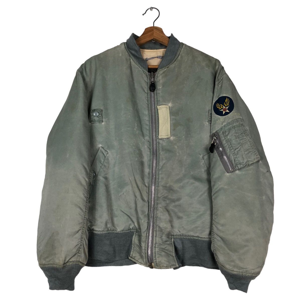 Vintage 🔥Vintage MA-1 Bomber Jacket Houstan Fly Air Forces USA Size US XL / EU 56 / 4 - 1 Thumbnail