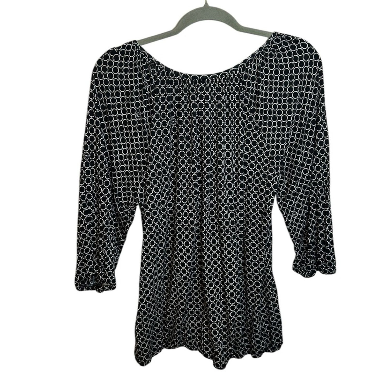 Michael Kors Michael Michael Kors Black and White Geometric Patterned Top Size XL / US 12-14 / IT 48-50 - 2 Thumbnail
