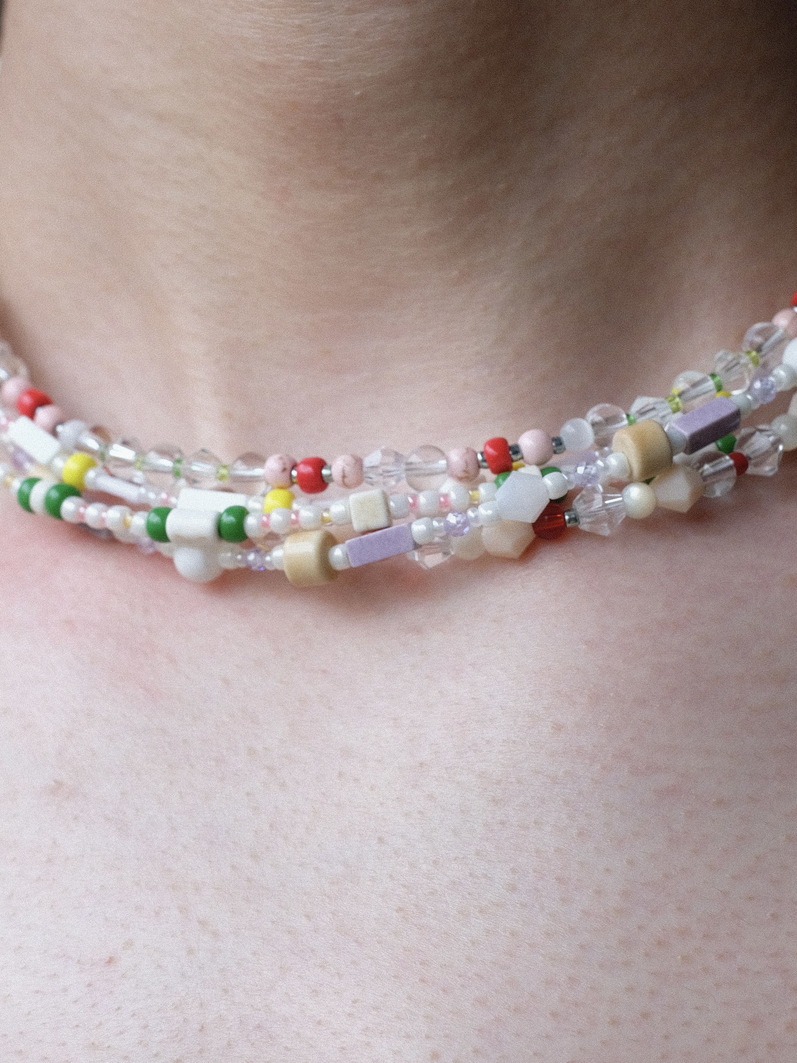 Handmade × Japanese Brand Cute Crystal Glass Beads Handmade Beaded Necklace 16.1in Size ONE SIZE - 6 Thumbnail