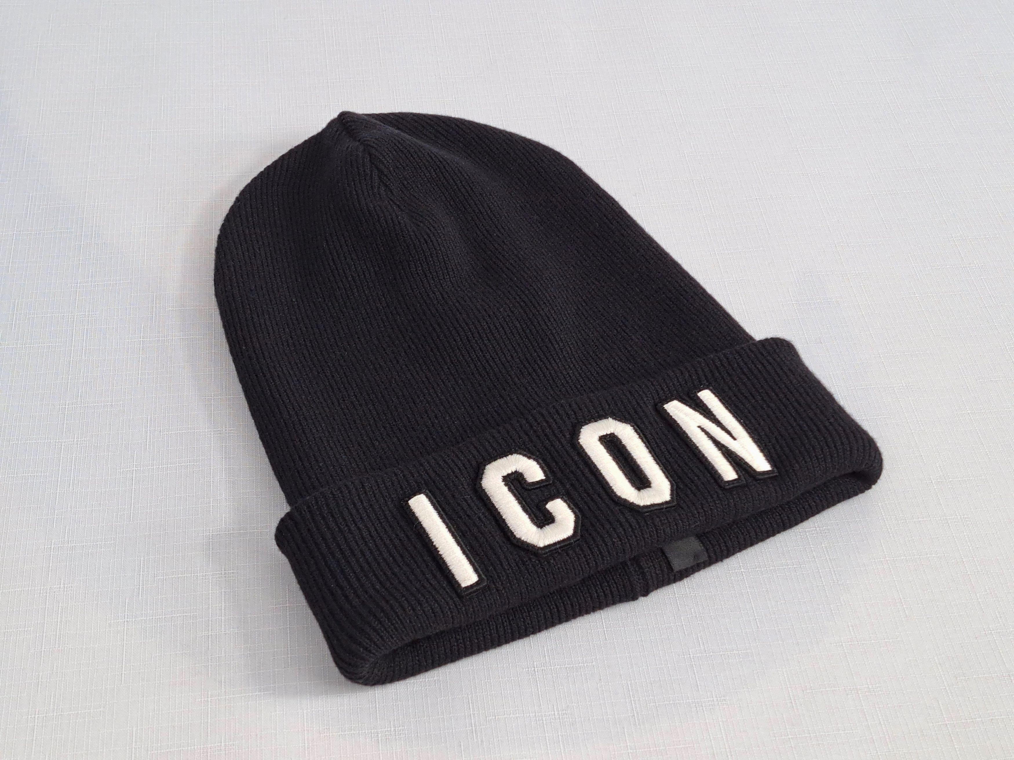 Dsquared2 Dsquared2 Icon beanie wool hat black/white. Size ONE SIZE - 1 Thumbnail