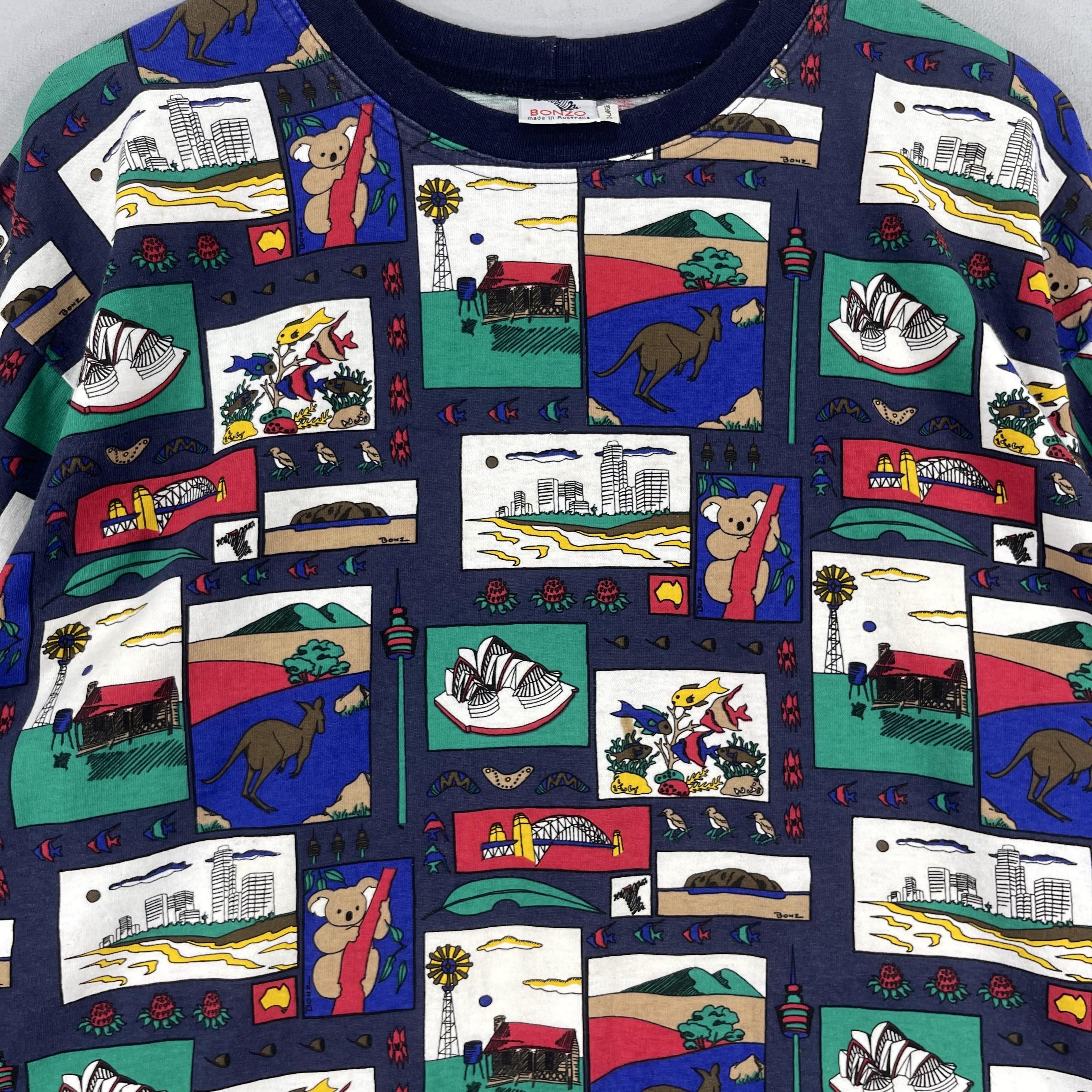 Vintage Vintage BONZO Pop Art Australia All Over Print Tshirt Size US L / EU 52-54 / 3 - 2 Thumbnail
