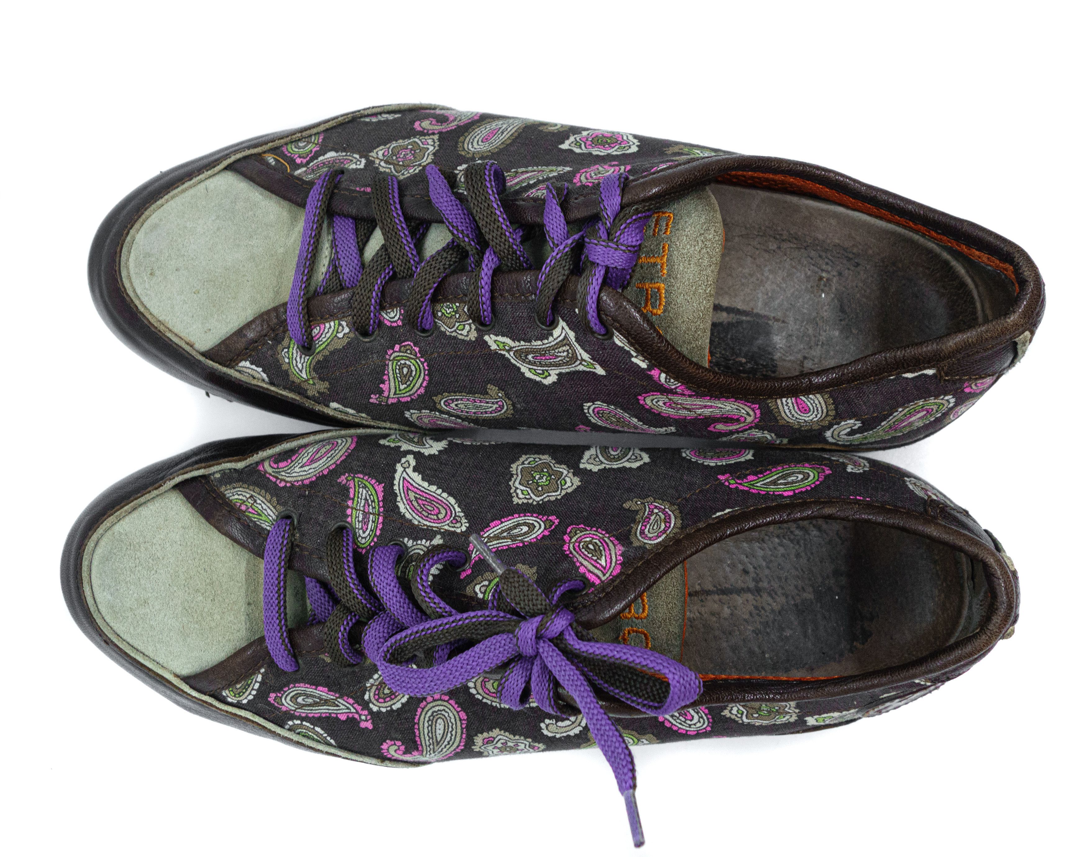 Etro Paisley Low Leather Sneakers Size US 9 / EU 42 - 3 Thumbnail
