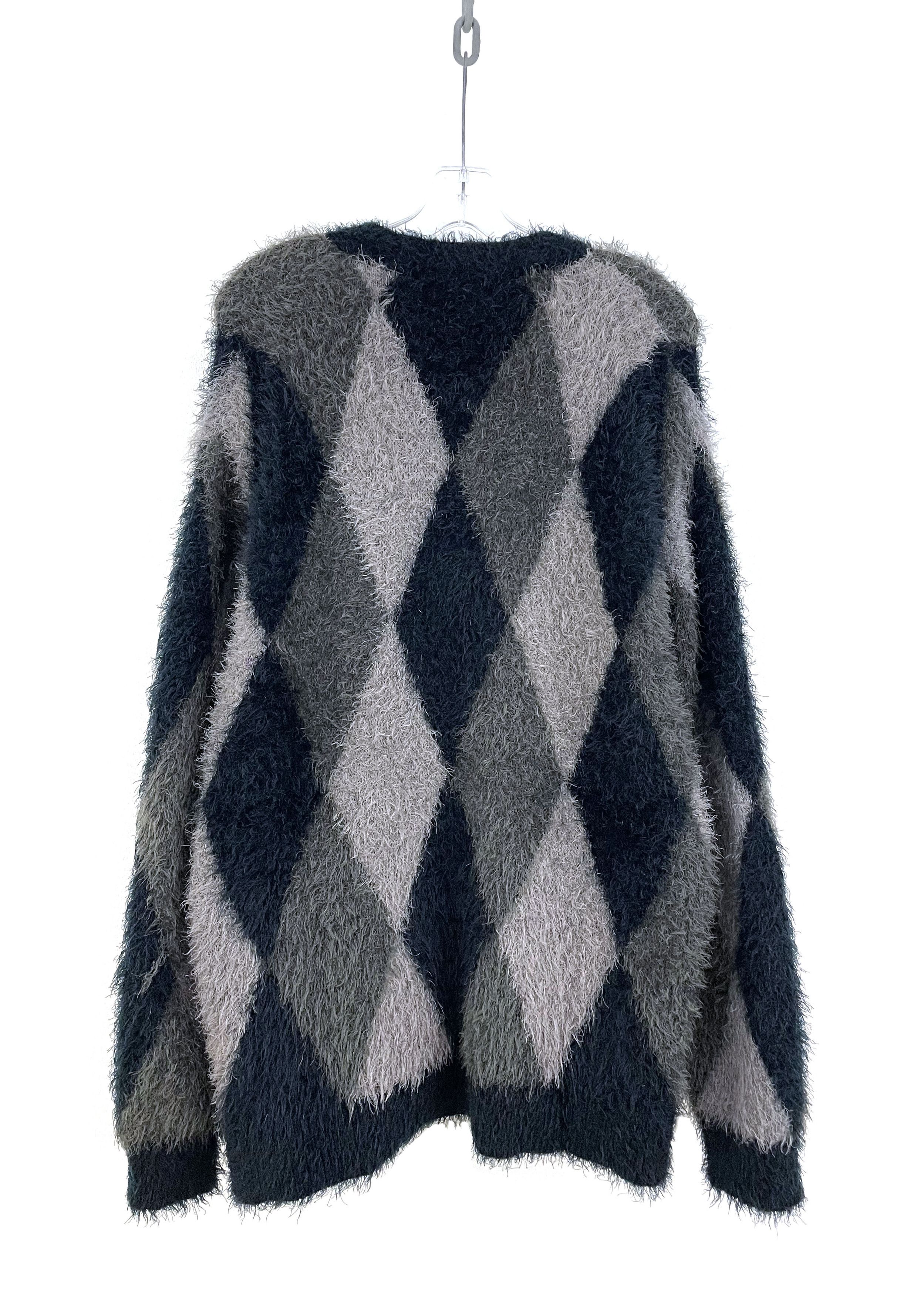 Number (N)ine Fuzzy Argyle Cardigan Size US XL / EU 56 / 4 - 7 Thumbnail