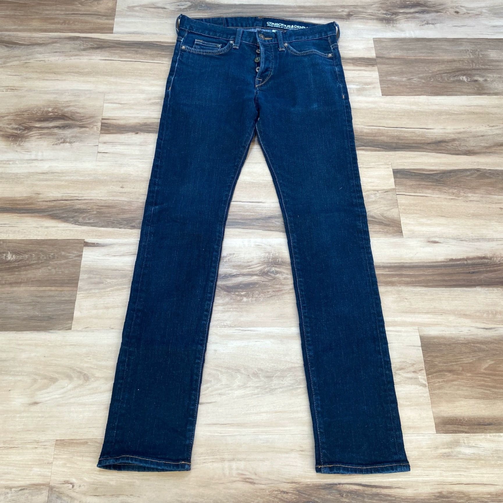 H&M H&M Jeans Mens 28 x 32 Slim Conscious & Denim Blue Dark Wash Button Fly Size US 28 / EU 44 - 2 Thumbnail
