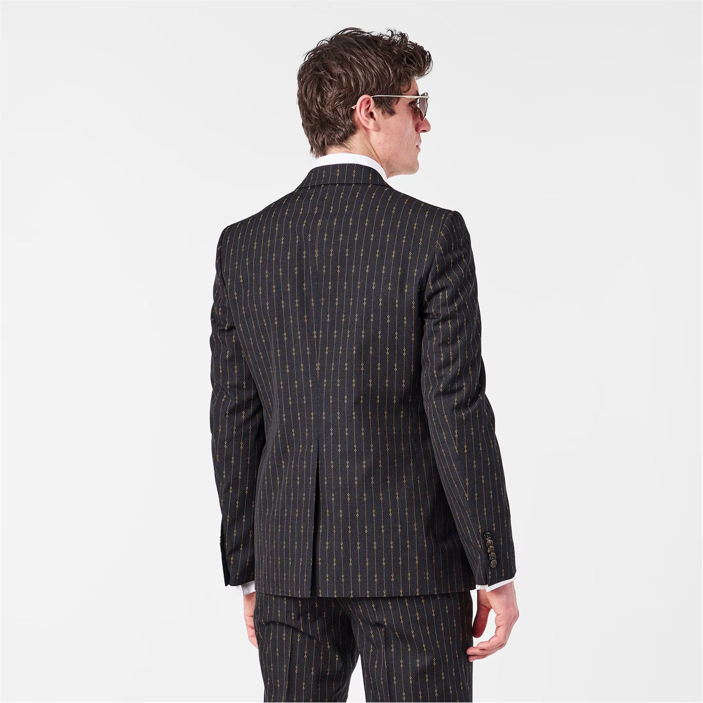 Gucci o1g2r1mq0426 Horsebit Striped Wool Blazer in Dark Grey/Beige Size US S / EU 44-46 / 1 - 6 Thumbnail