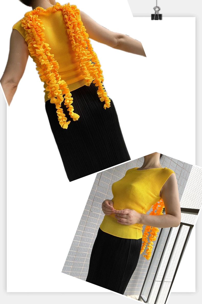 Issey Miyake Issey Miyake size:3 Yellow main line lace tassel top Size L / US 10 / IT 46 - 4 Thumbnail