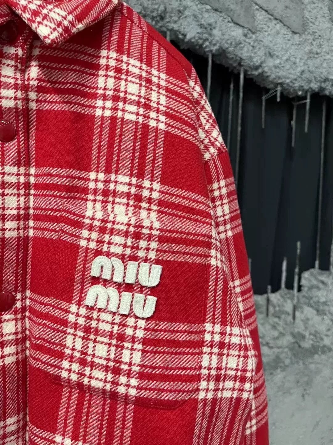 Miu Miu MiuMiu Red Plaid Patch Pocket Cotton Coat Size US M / EU 48-50 / 2 - 5 Thumbnail