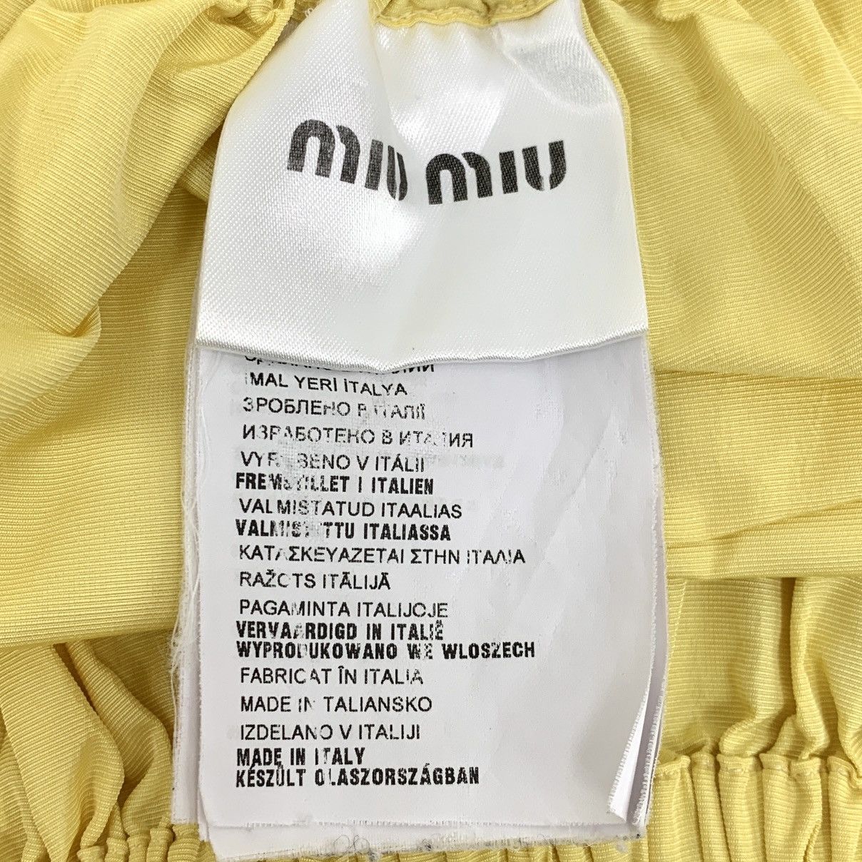 Miu Miu Miu Miu Yellow Pleated Elastic Waist Mini Skirt K26WX Size 27" / US 4 / IT 40 - 6 Thumbnail