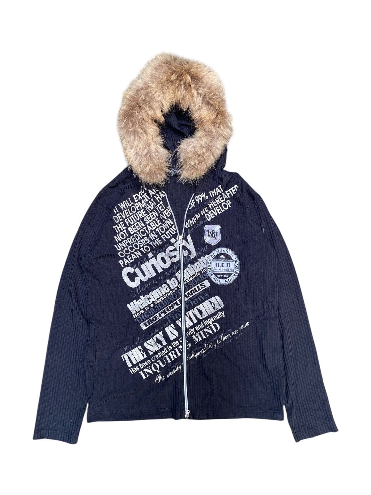 Pre-owned If Six Was Nine Cross Fur Zipper Hoodie Poem Skull Ifsixwasnine Lgb Style In Black