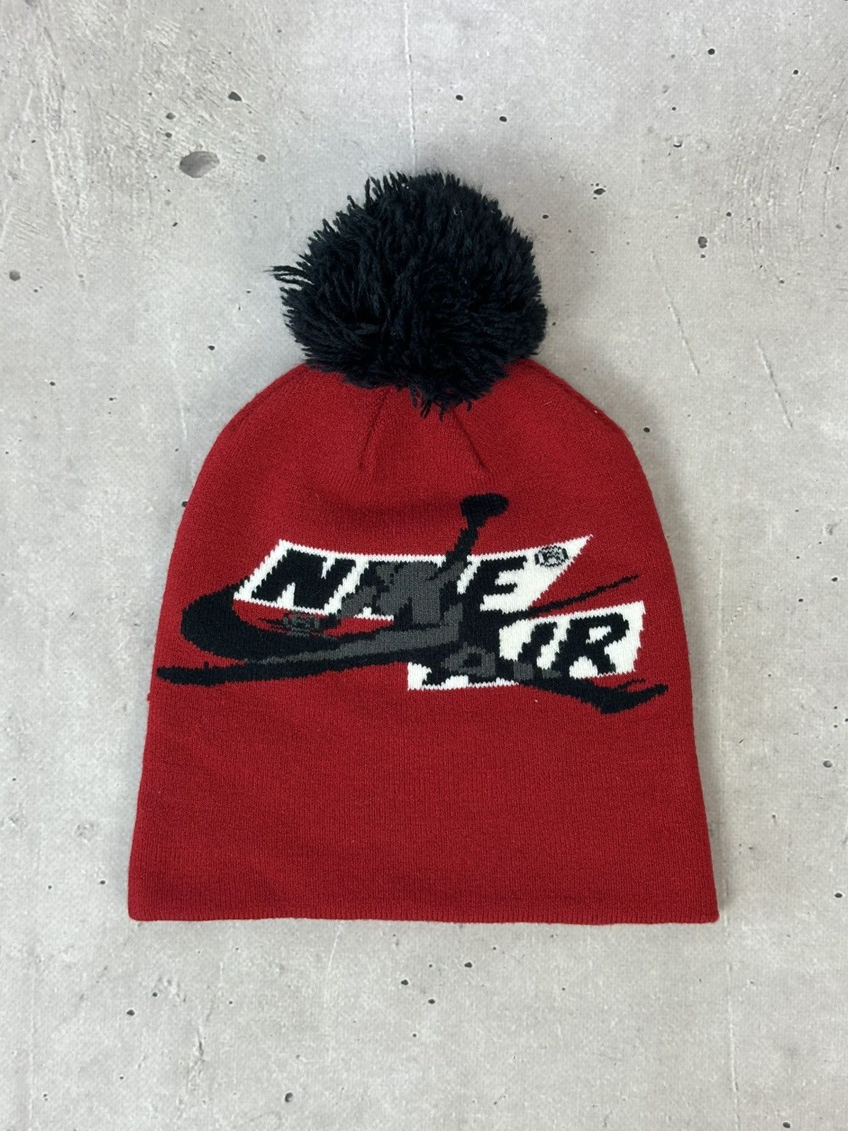 Jordan Brand Nike Air Jordan Kids Red/Black Beanie with Pompom Size ONE SIZE - 1 Thumbnail