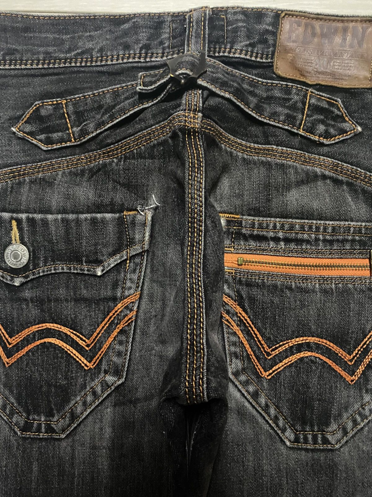 Edwin Japanese Edwin Xv Black Denim Buckle Back Loose Jeans Size US 30 / EU 46 - 11 Thumbnail