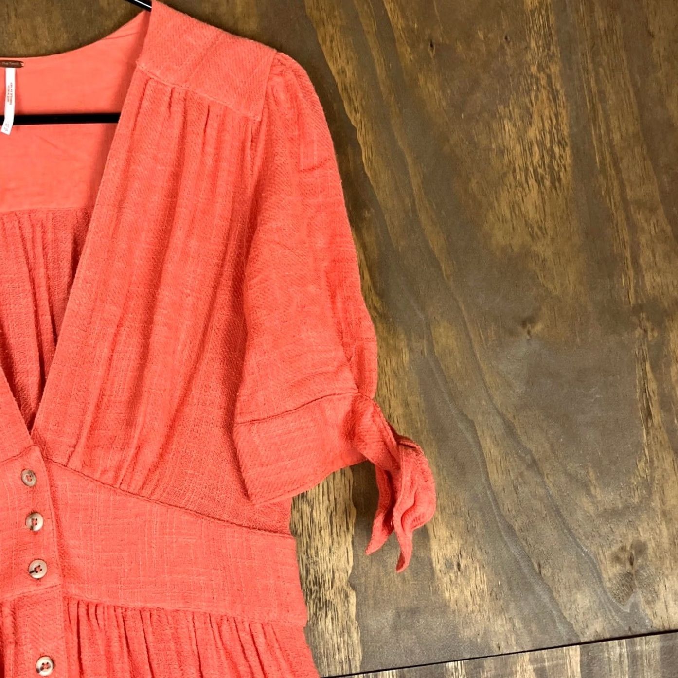 Free People Free People Dress Coral Daze Love Of My Life Button Down Midi Cotton XS Womens Dress Shirt? Size XS / US 0-2 / IT 36-38 - 6 Thumbnail