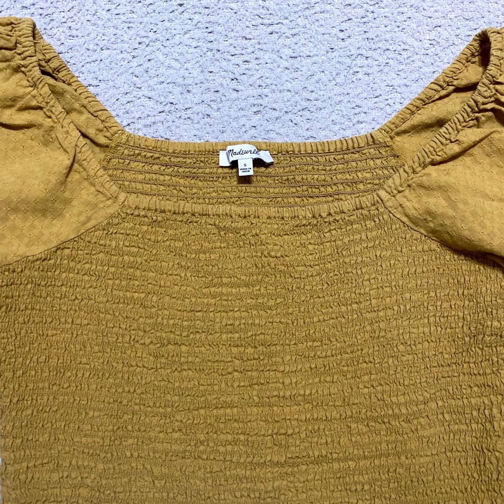 Madewell Madewell Womens Shirt Small Mustard Yellow Puff Sleeve Smocked Bodice Size S / US 4 / IT 40 - 6 Thumbnail