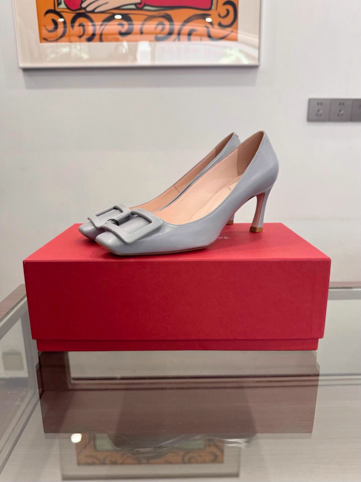 Roger Vivier RV blue square buckle pumps women's 36 Size US 5 / IT 35 - 1 Thumbnail