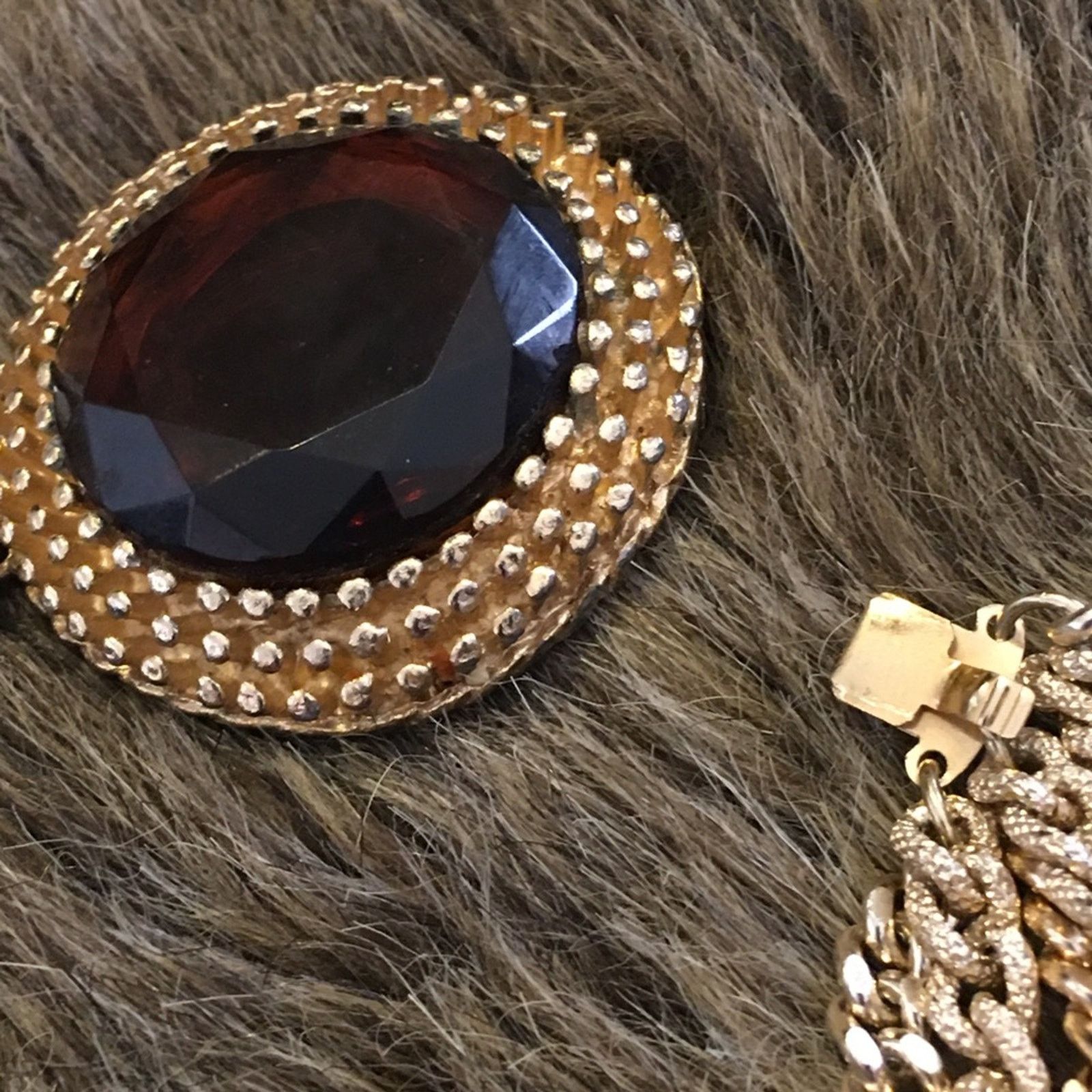 Vintage Vintage faceted brown glass gold chain necklace Size ONE SIZE - 12 Thumbnail