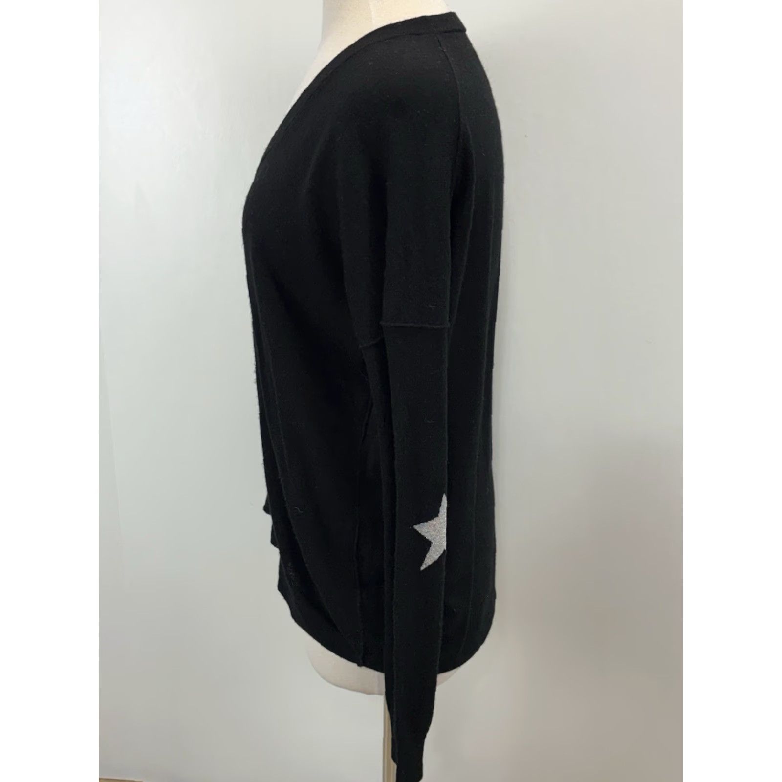 Zadig & Voltaire VINTAGE Zadig & Voltaire Womens Large CICI Star Elbow Merino Wool Sweater Black HI LOW Size L / US 10 / IT 46 - 2 Thumbnail