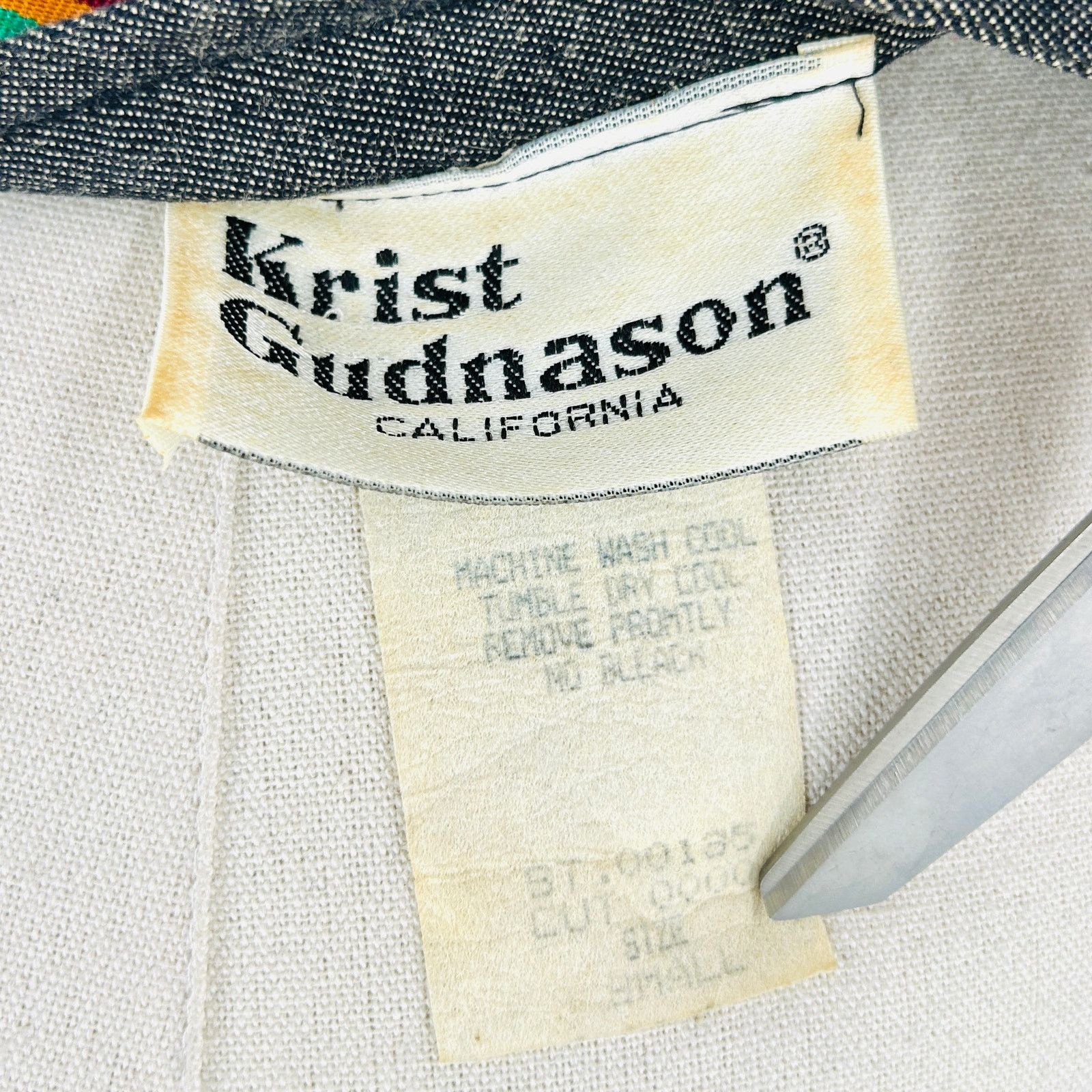 Vintage Vintage 70s Gray Striped Ribbon Trim Puff Sleeve Dress Size S / US 4 / IT 40 - 7 Thumbnail