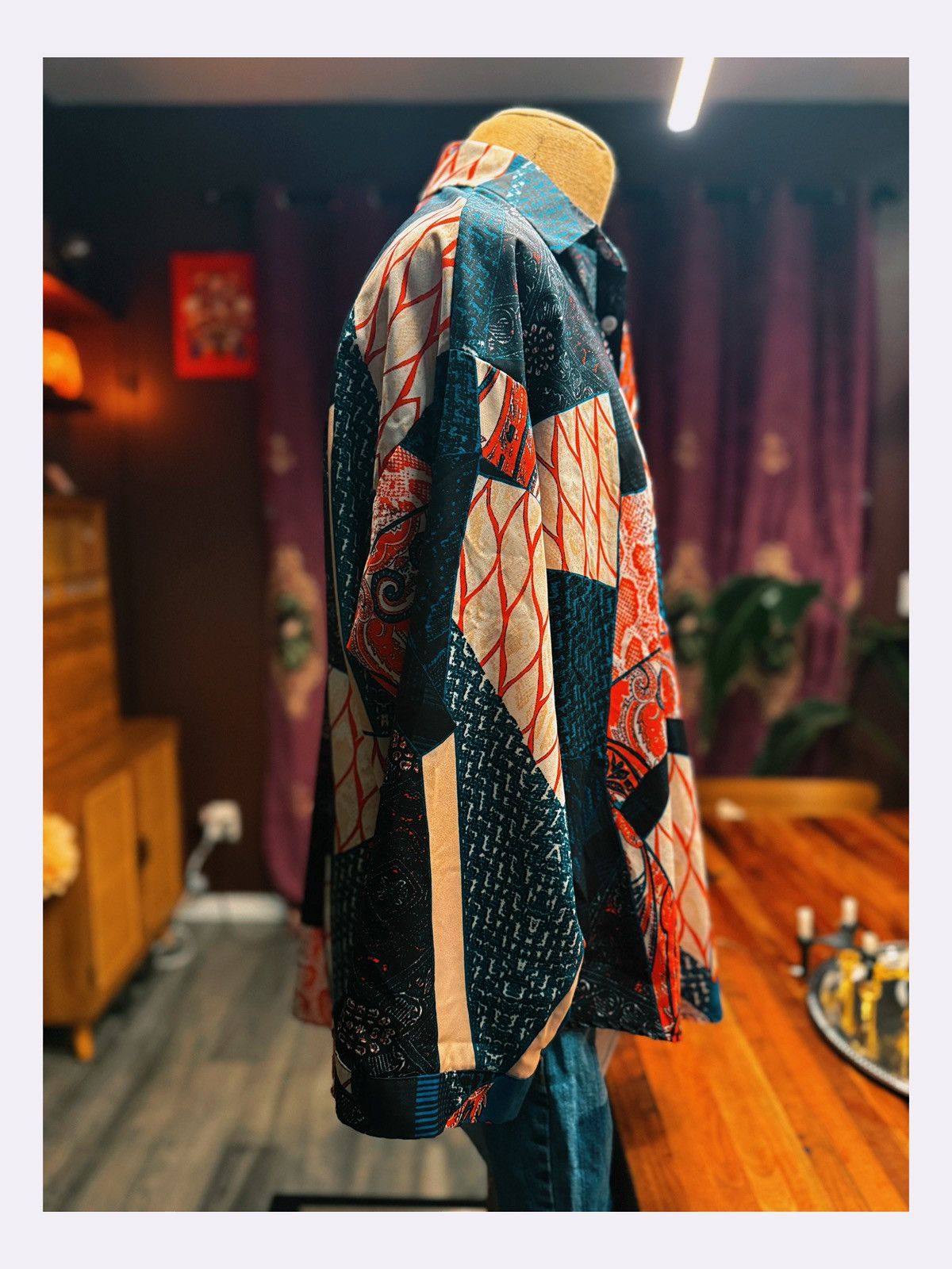 Other Unisex Vintage-Inspired Bold Patchwork Print Shirt Size US M / EU 48-50 / 2 - 4 Thumbnail