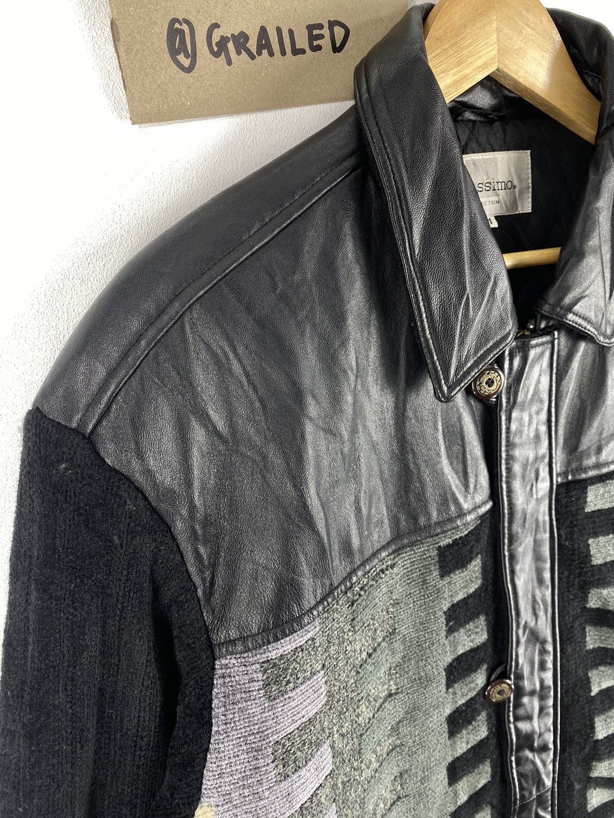 Aran Isles Knitwear Retro Y2k Massimo Knit Design Leather Jacket Size US M / EU 48-50 / 2 - 2 Thumbnail