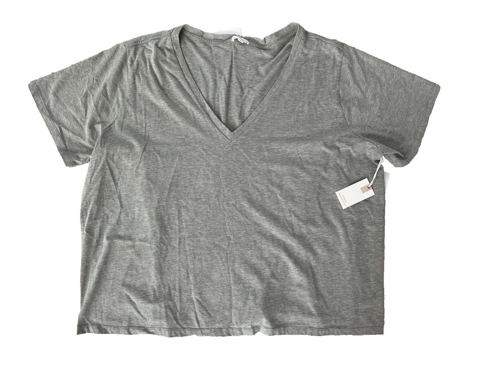 Good American Good American V-Neck Grey Tee ( 5XL ) Size ONE SIZE - 3 Thumbnail