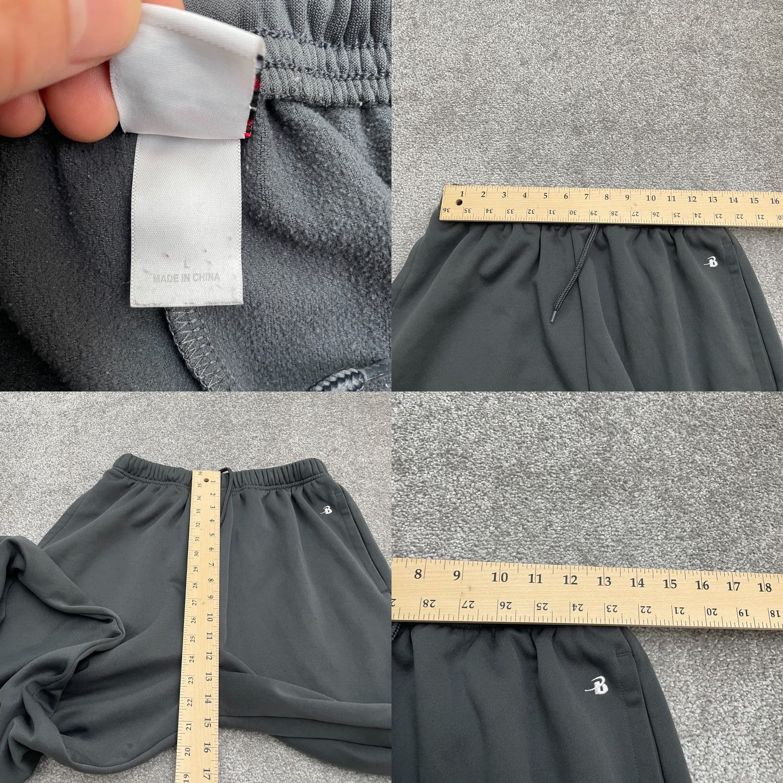 Vintage Badger Sport Sweatpants Large Mens Dark Black Straight Drawstring Active 26x31 Size US 33 - 8 Thumbnail