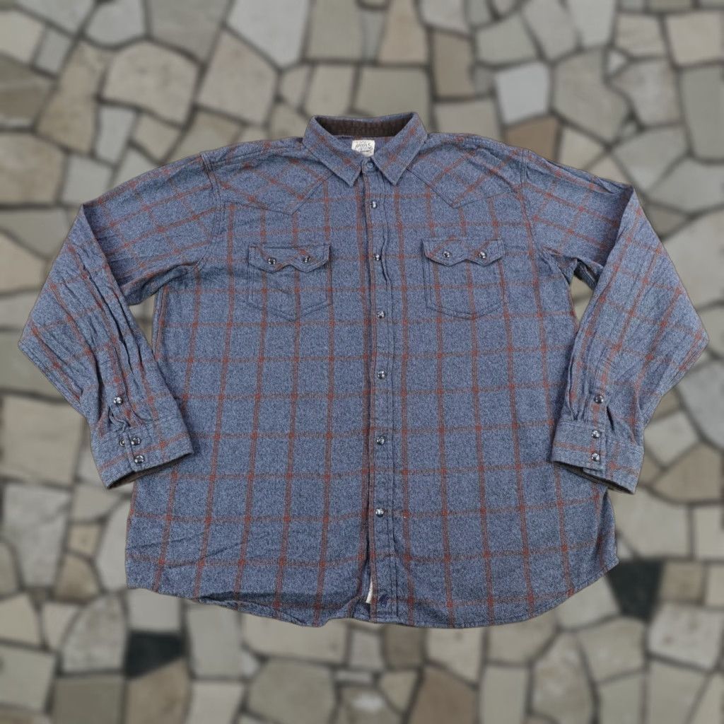 Vintage Moonshine Spirit Shirt Mens XL Blue Flannel Western Sawtooth Pearl Snap Size US XL / EU 56 / 4 - 1 Thumbnail