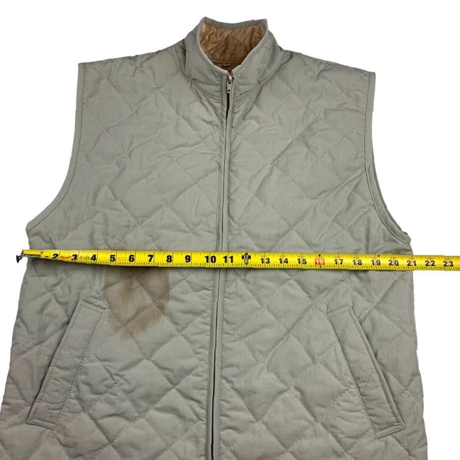 VINTAGE Halliburton Vest Full Zip Quilted Lined Khaki/Tan Medium Men's Beige Sleeveless Casual