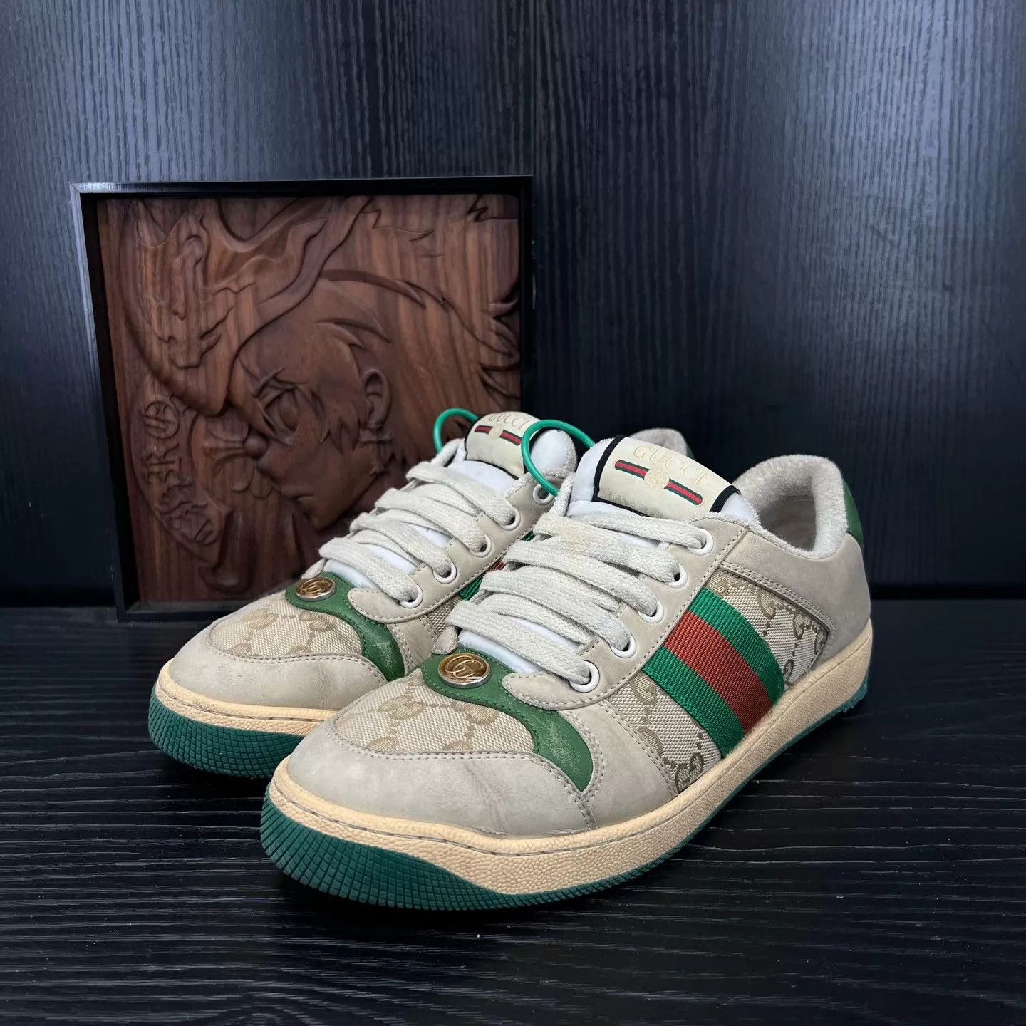 Gucci Gucci Rhyton Sneaker Gray Green 38.5 with box Size US 8 / IT 38 - 1 Thumbnail
