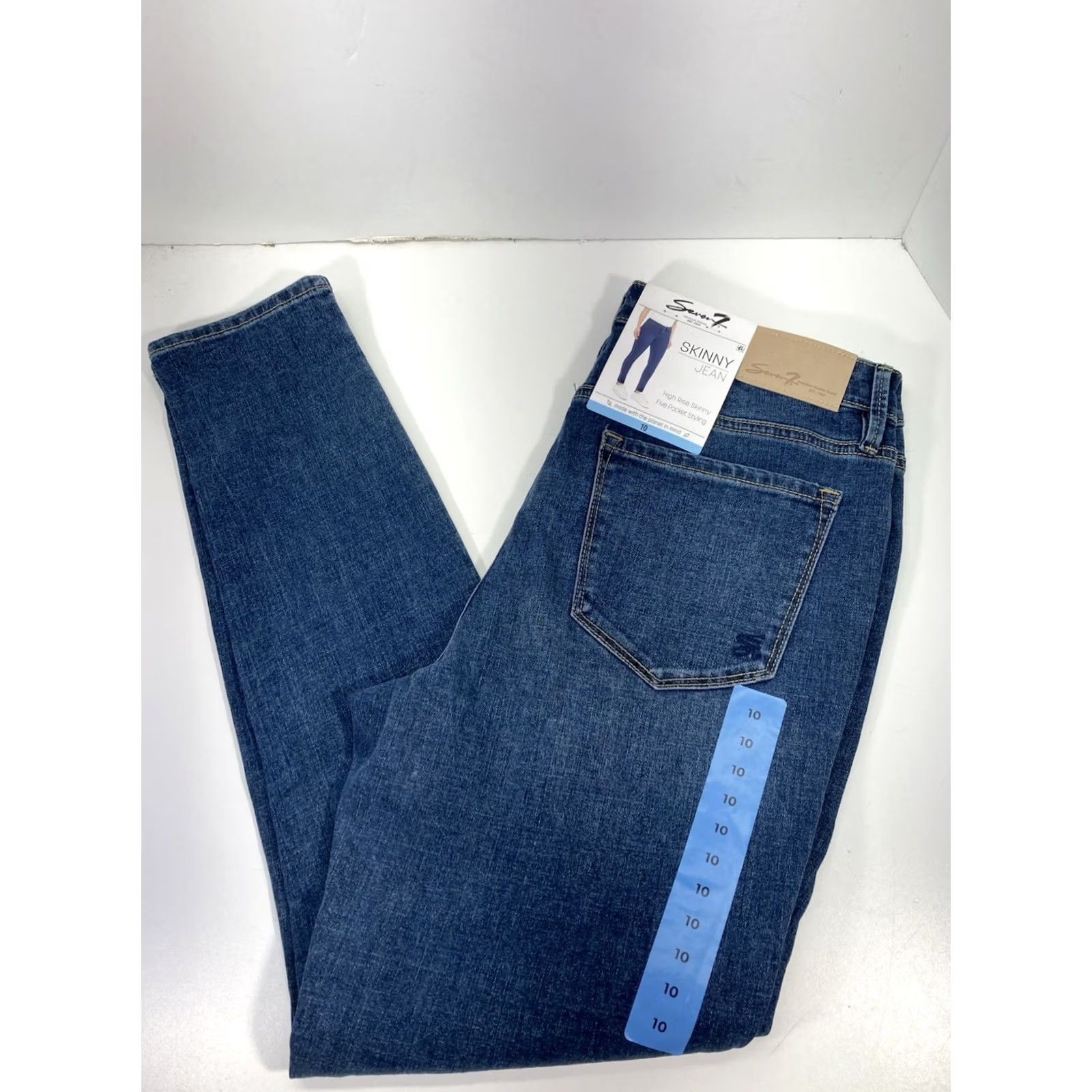 Vintage Seven7 Jeans Women 10 34X31 Blue Denim High Rise Stretch Medium Wash NWT Skinny Size 24" / US 00 / IT 34 - 2 Thumbnail
