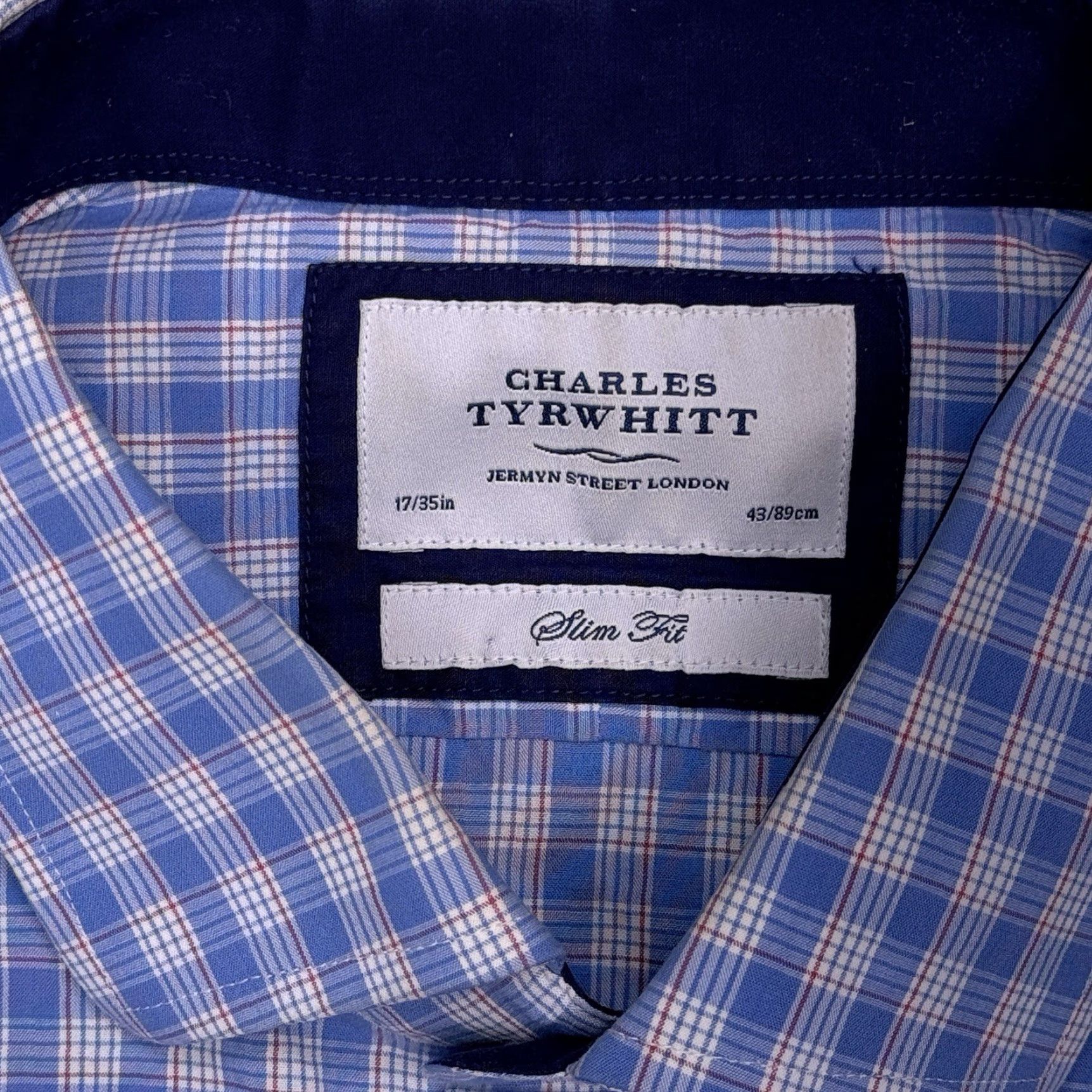 Charles Tyrwhitt **Charles Tyrwhitt Slim Fit Blue Plaid Dress Shirt Mens 17** User: Charles Tyrwhitt Slim Fit Blue Plaid Dress Shirt Mens 17 Size 46R - 5 Thumbnail