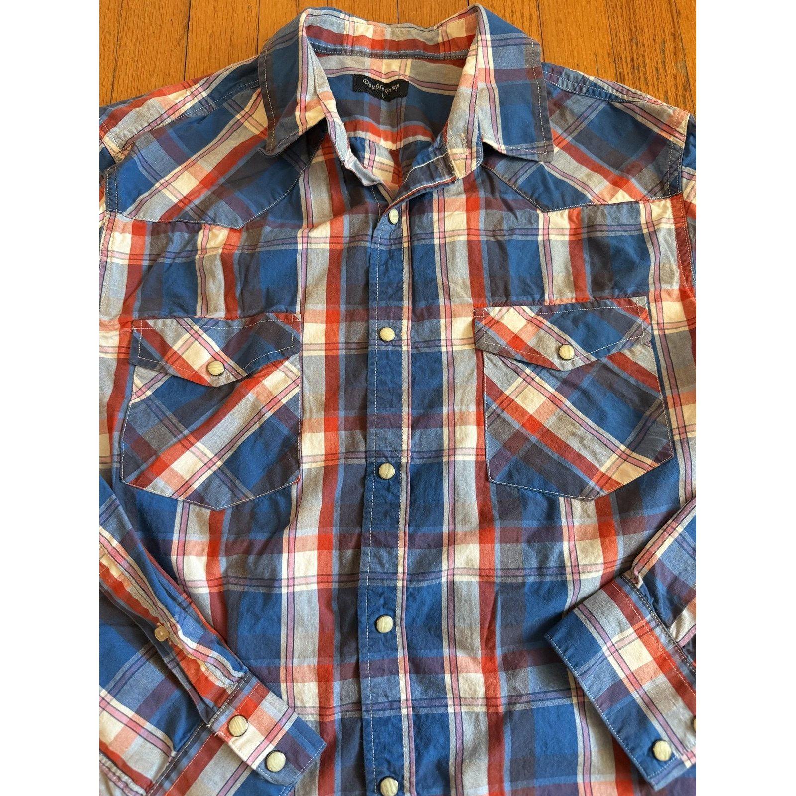 Other Double Pump Mens Plaid Western Large Snap Front LS Size US L / EU 52-54 / 3 - 4 Thumbnail