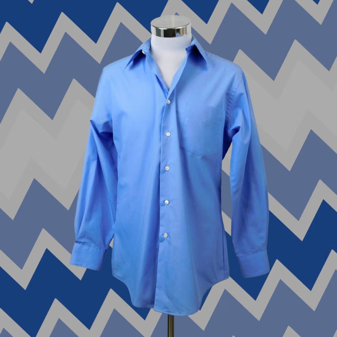 Van Heusen Van Heusen Men's Long Sleeve Button-Up Shirt Medium Blue Fitted Classic Preppy Size US L / EU 52-54 / 3 - 1 Thumbnail