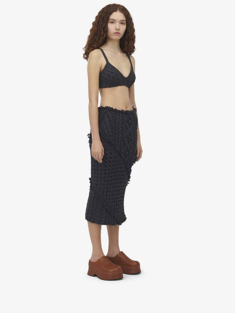Alexander McQueen o1srvl11e0326 Size: M / Cable Knit Bra in Black Size ONE SIZE - 3 Thumbnail