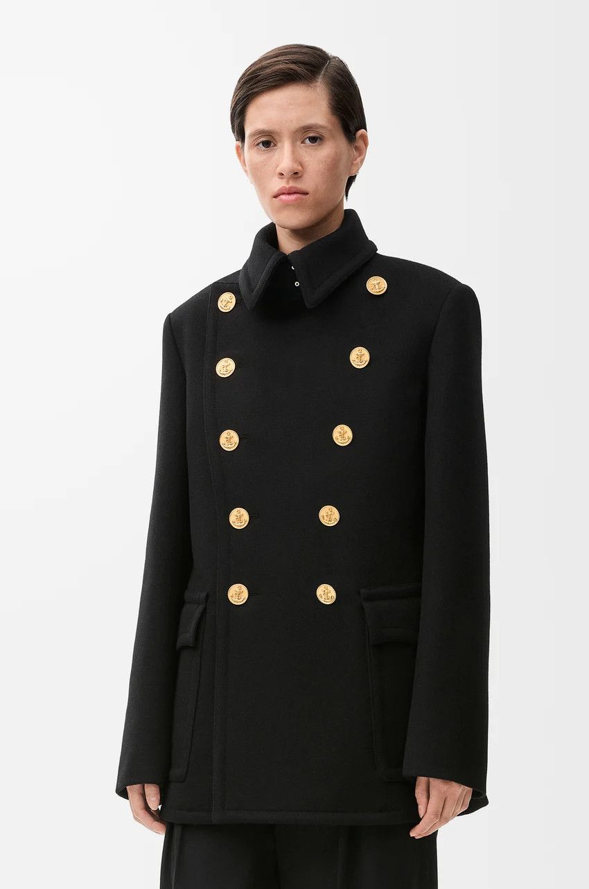 Loewe o1loc1c0525 Peacoat In Wool And Cashmere in Black Size L / US 10 / IT 46 - 3 Thumbnail