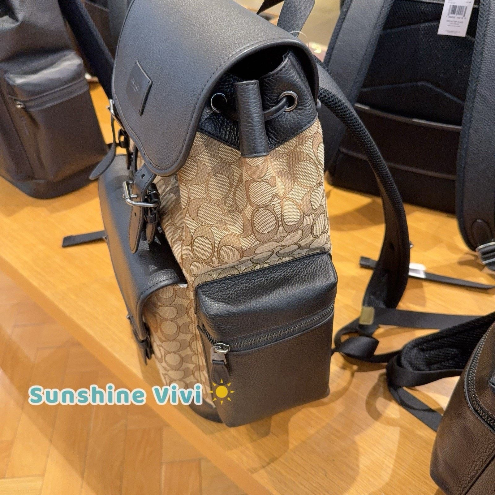 Coach NWT Coach Sprint Backpack Signature Gunmetal/Tan/Black CBM50 Size ONE SIZE - 4 Thumbnail