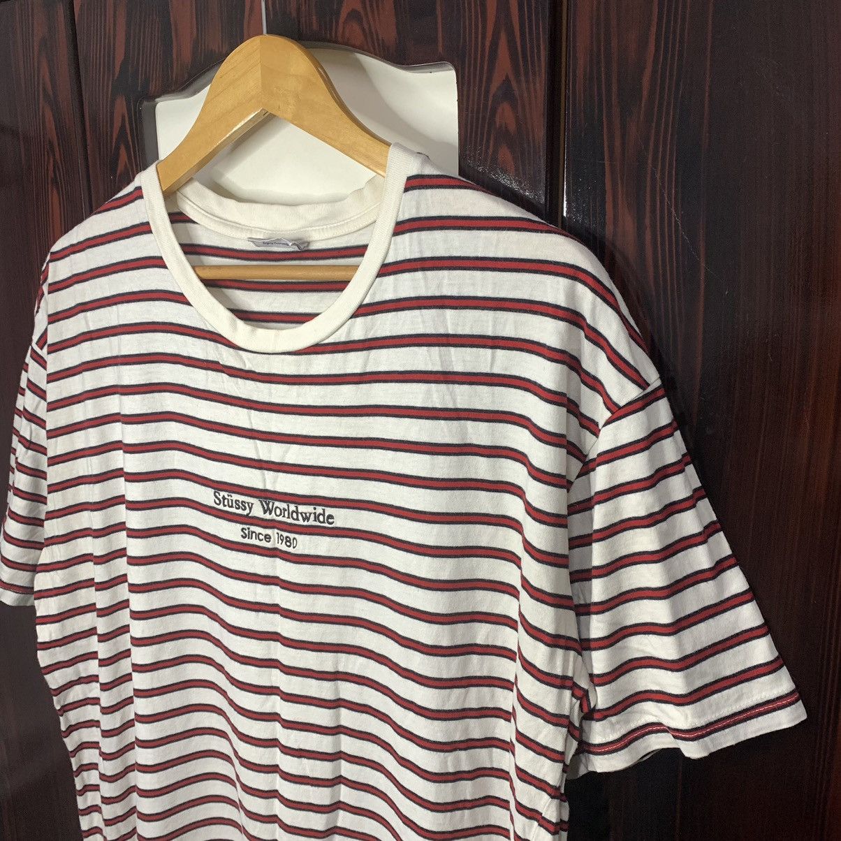 Stussy × Vintage Y2k Vintage Stussy Striped Tee Size US L / EU 52-54 / 3 - 5 Thumbnail
