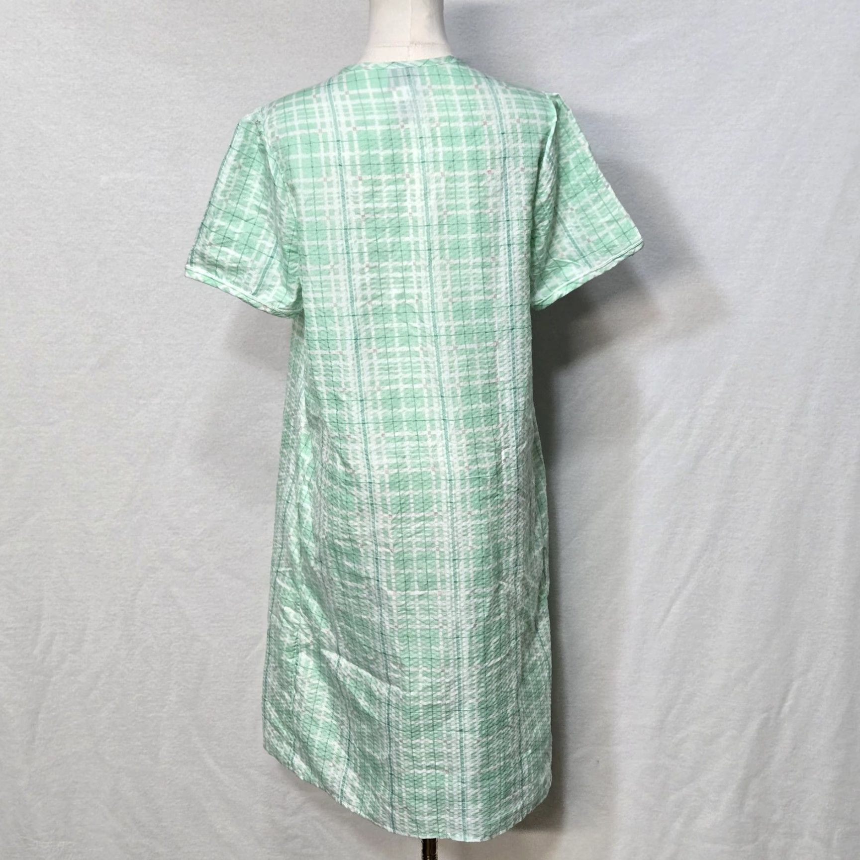 Vintage Cozee Corner Womens Medium Robe Green Plaid Kaftan Sleepwear Embroidered Button front Size ONE SIZE - 7 Thumbnail