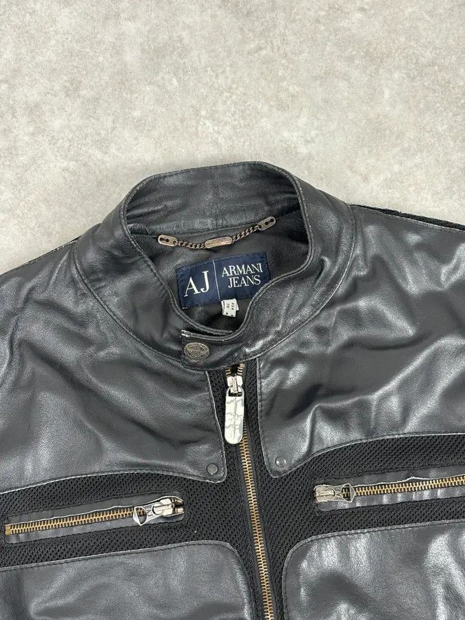 Armani 2000s Armani Black Hybrid Biker Leather Jacket Size US M / EU 48-50 / 2 - 4 Thumbnail