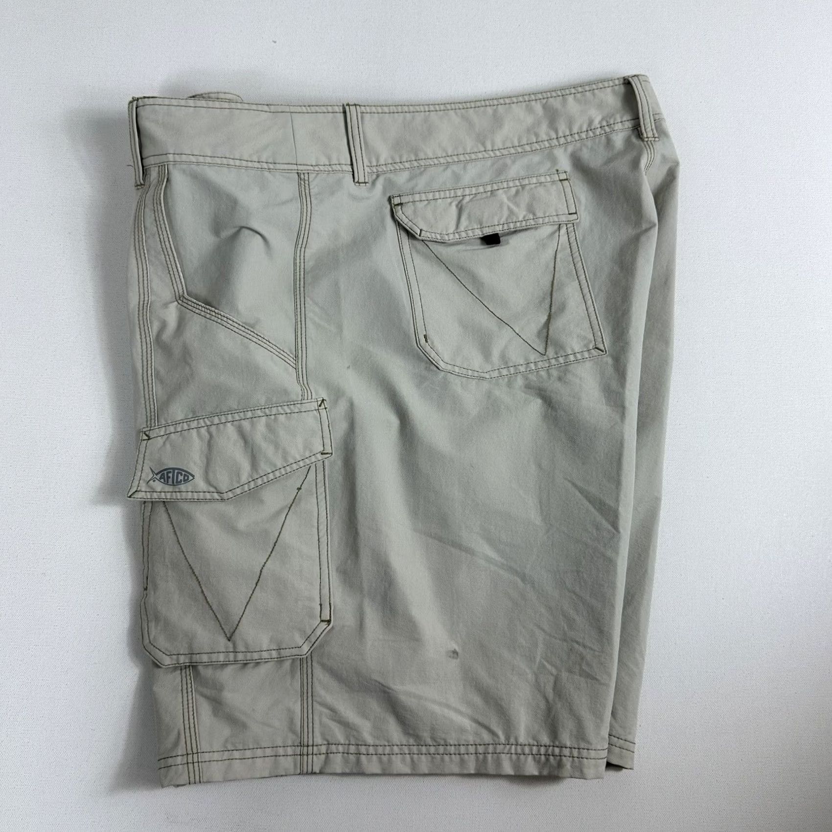 Vintage AFTCO Shorts Men's 42 Tan Khaki Cargo Fishing Pockets Nylon Stretch Outdoor - Regular Size US 42 / EU 58 - 3 Thumbnail