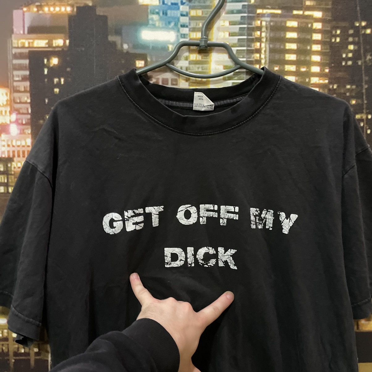 Band Tees VINTAGE Y2K BLACK TEE GET OFF MY DICK PENIS FUNNY PORNO Size US XL / EU 56 / 4 - 4 Thumbnail