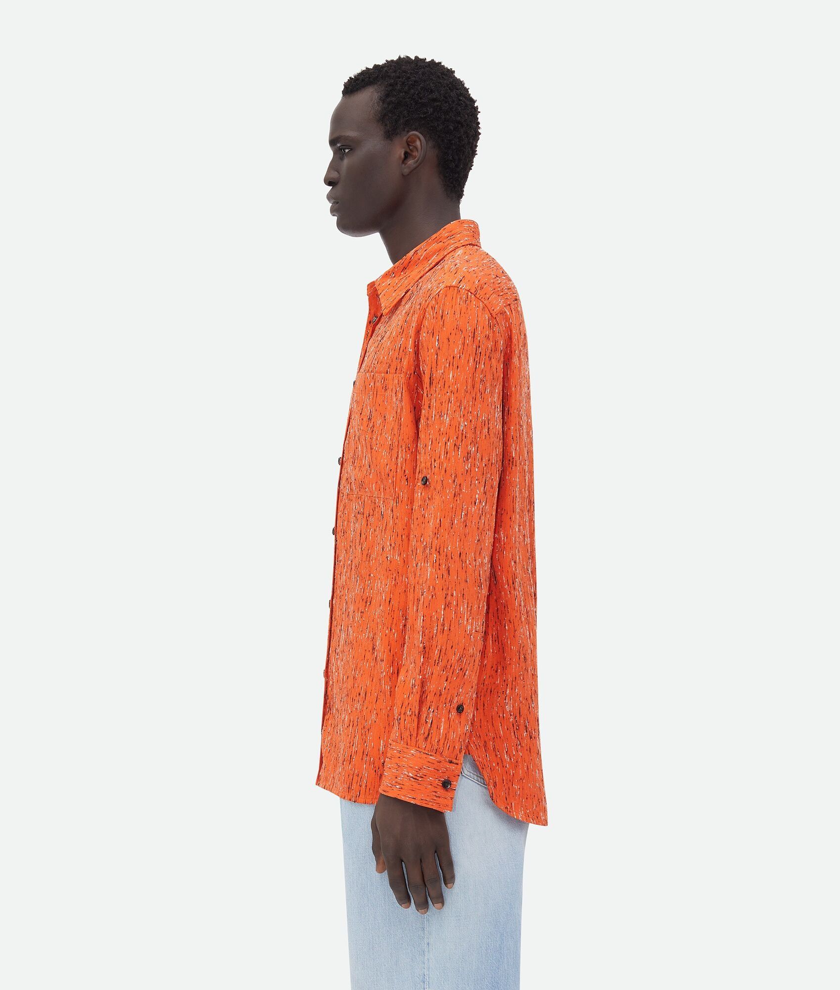 Bottega Veneta o1w1db10825 Textured Viscose Stripe Shirt "BV" Embroidery Size US S / EU 44-46 / 1 - 5 Thumbnail
