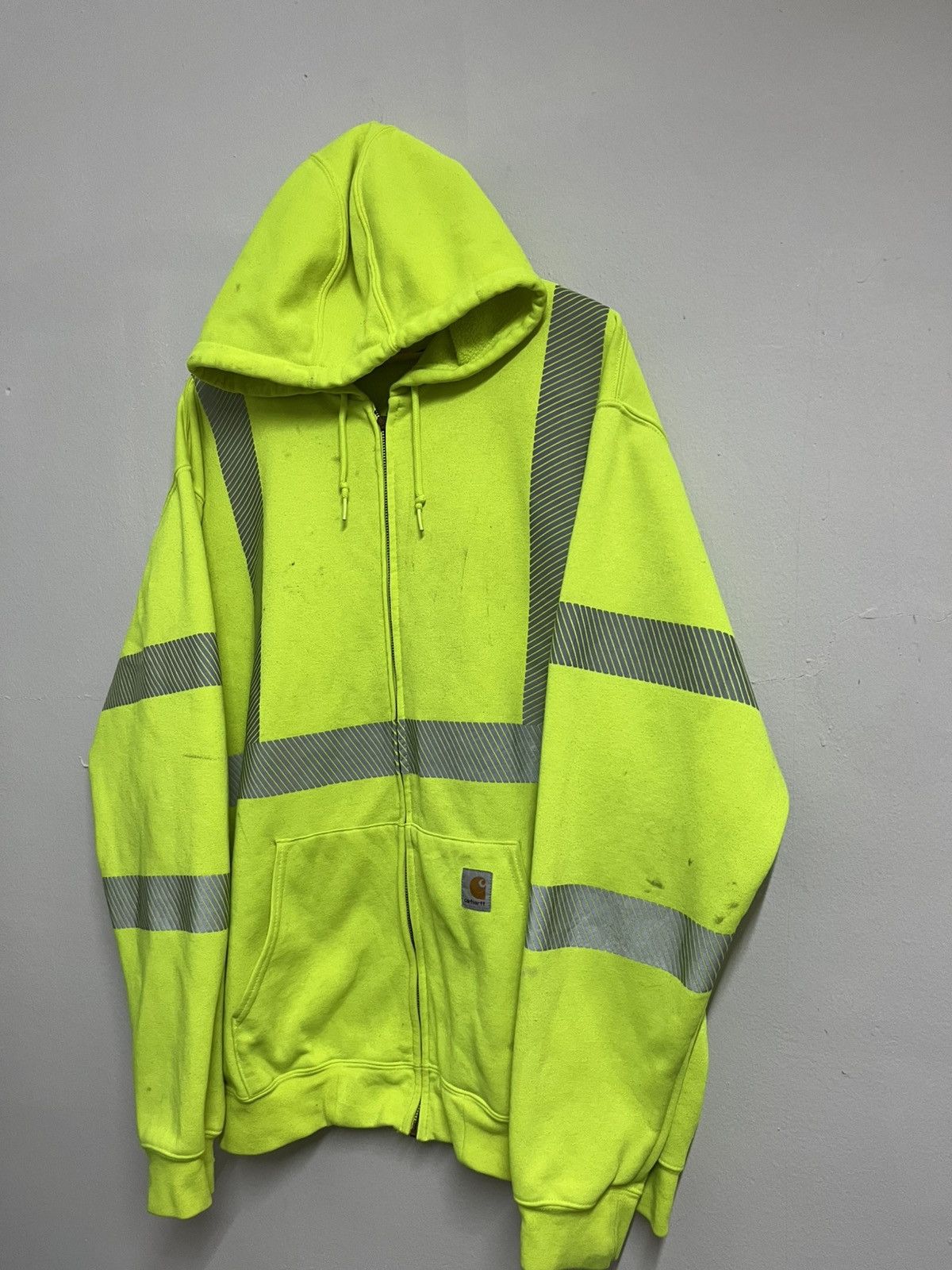 Carhartt 💥Thrashed Carhartt Neon Reflective Oversized Hoodie Size US XXL / EU 58 / 5 - 3 Thumbnail