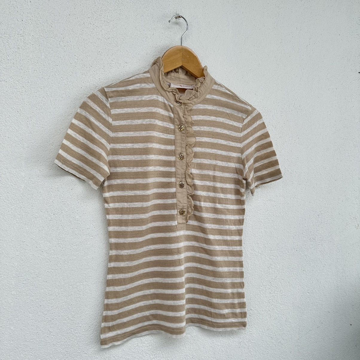 Tory Burch Tory Burch Laces Stripe Gold Button Up Size XS / US 0-2 / IT 36-38 - 3 Thumbnail