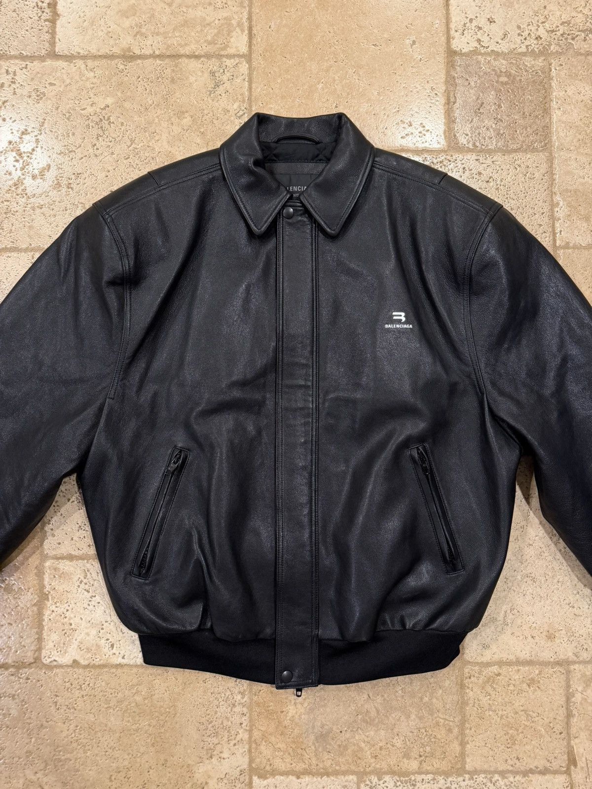 Balenciaga Balenciaga Demna Sport B Taxi Blouson Leather Bomber Jacket Size US XS / EU 42 / 0 - 3 Thumbnail