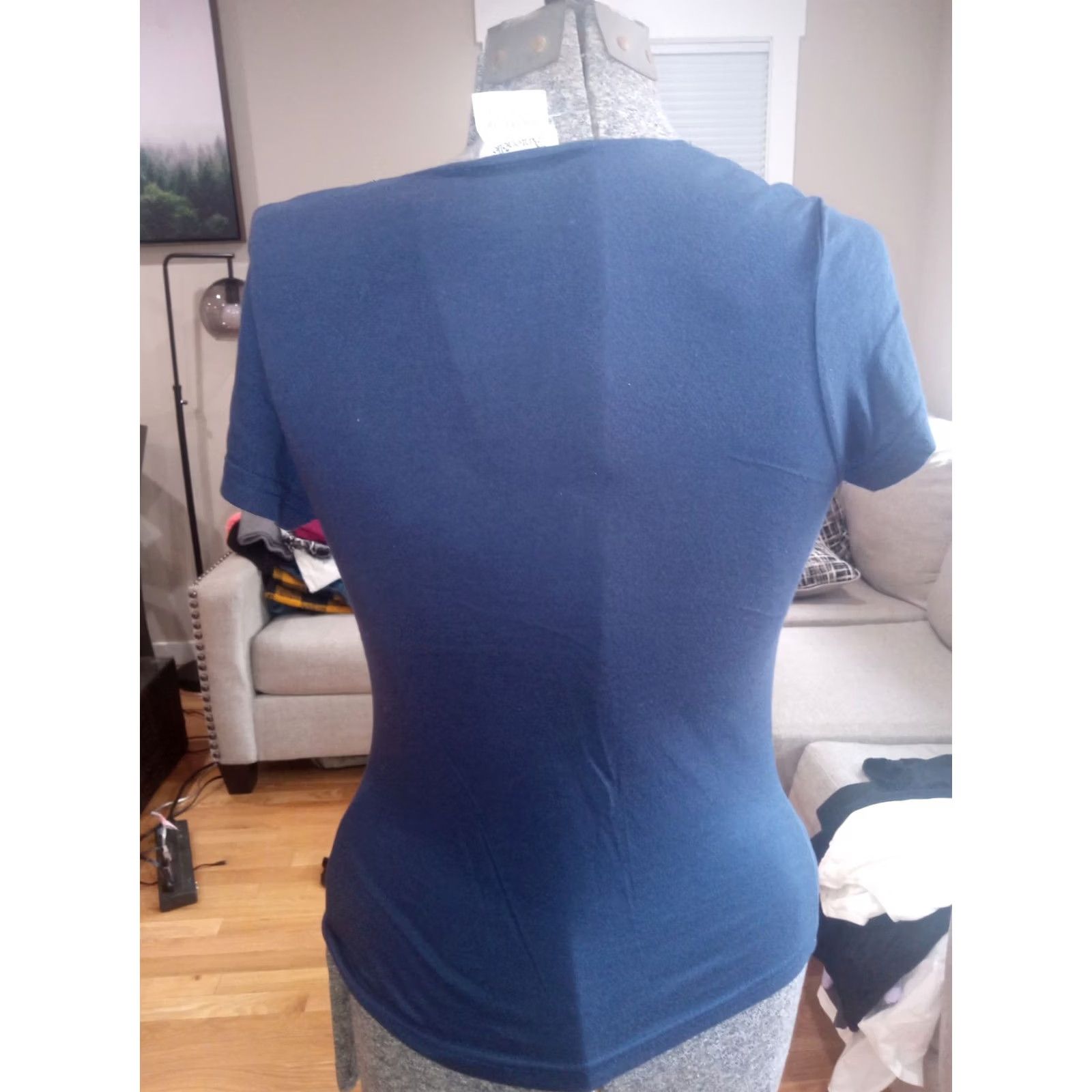 Vintage antonelle Caramba T1 Navy Cowl Neck Tee Shirt Womens S Blue Cotton Modal Size S / US 4 / IT 40 - 3 Thumbnail