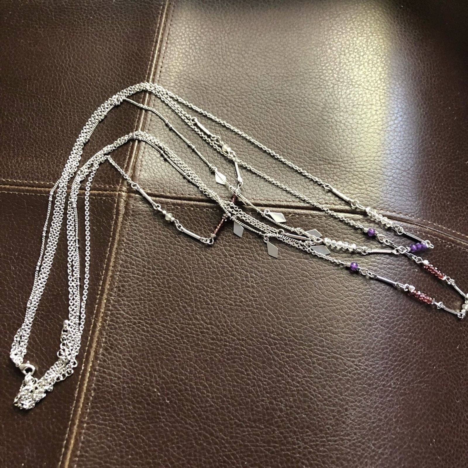Jewelry Quad strand silver plated chain bead accent necklace Size ONE SIZE - 5 Thumbnail