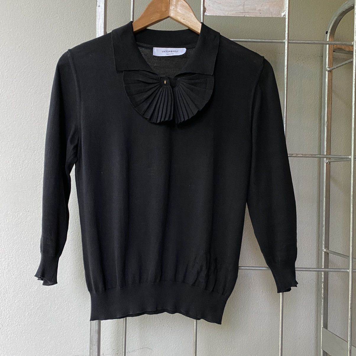 Viktor & Rolf VIKTOR& ROLF Black Semi-Sheer Knit Shirt Size XS / US 0-2 / IT 36-38 - 16 Thumbnail