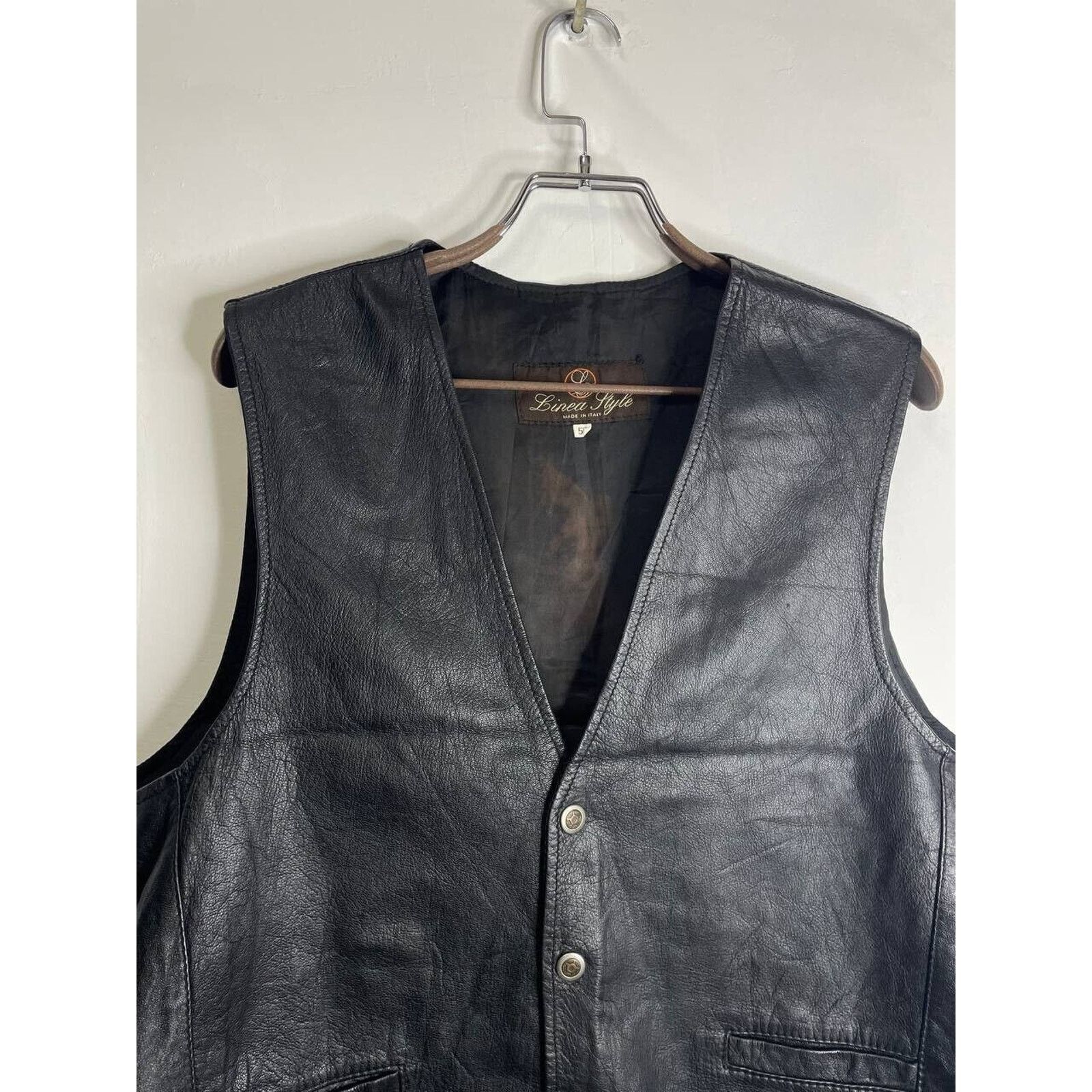Leather Vintage Linea Style Black Leather Vest Western Biker Style Size US XL / EU 56 / 4 - 4 Thumbnail